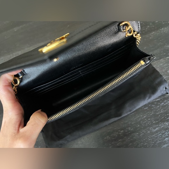 Authentic YSL Small Wallet on Chain in black and gold - Picture 6 of 15